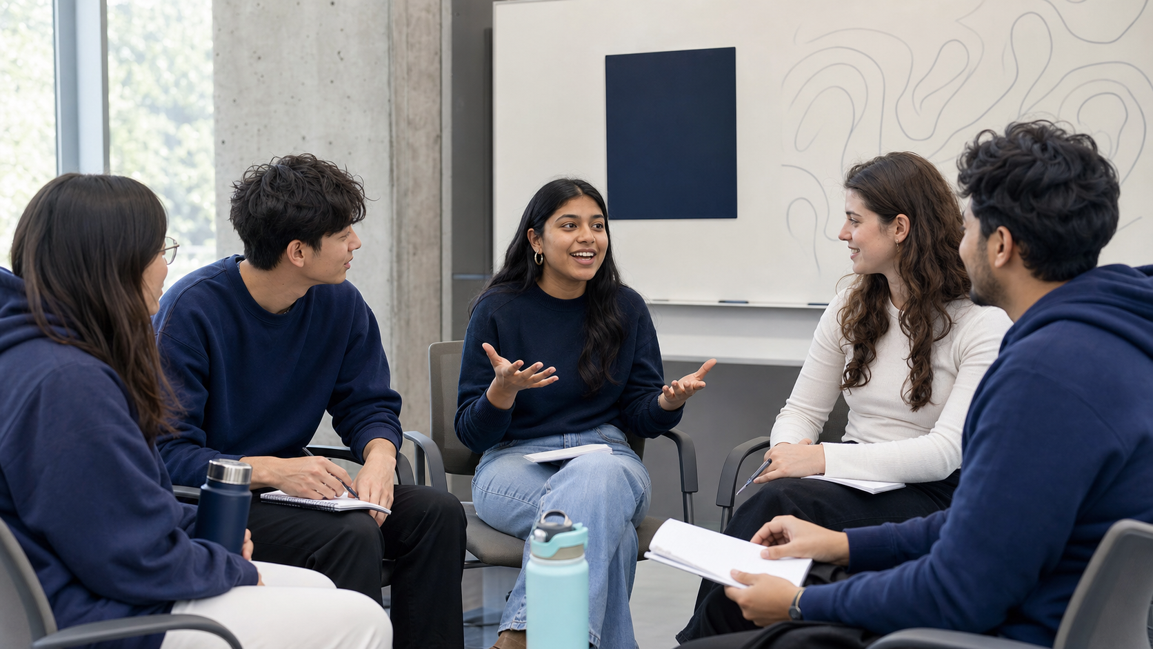 Students taking part in a peer-led workshop